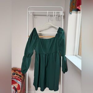 Elegant Dark Green Long Sleeve Dress